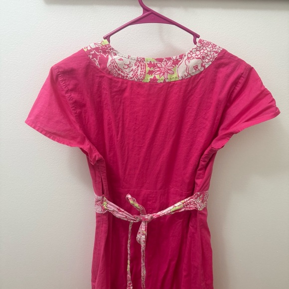 Lilly Pulitzer white label medium vintage Pink Floral Trim V-Neck Dress - Picture 15 of 16